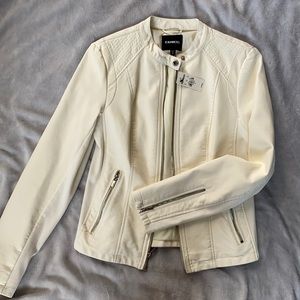 Express faux leather cream jacket